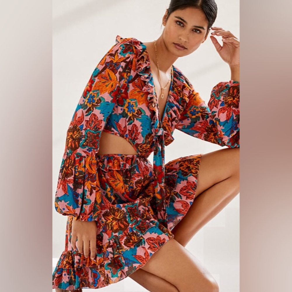 Floral Ruffle Mini Dress - Picture 3 of 5